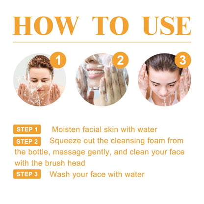 Turmeric Face Wash with Brush, Turmeric Foaming Facial Cleanser for All Skin, 3.38 Fl Oz/pcs