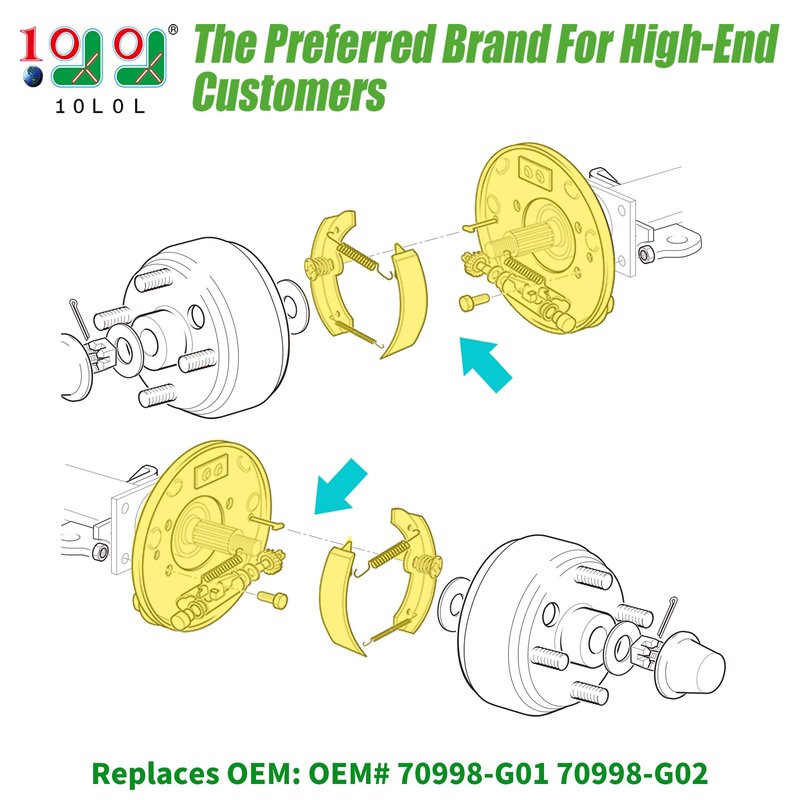 10L0L Golf Cart Brake Assembly for EZGO TXT PDS, for Yamaha G14 G16 G19 G20 G21 G22 Golf Cart, Driver Side and Passenger Side, Includes Brake Shoes, OEM 70998-G01 70998-G02