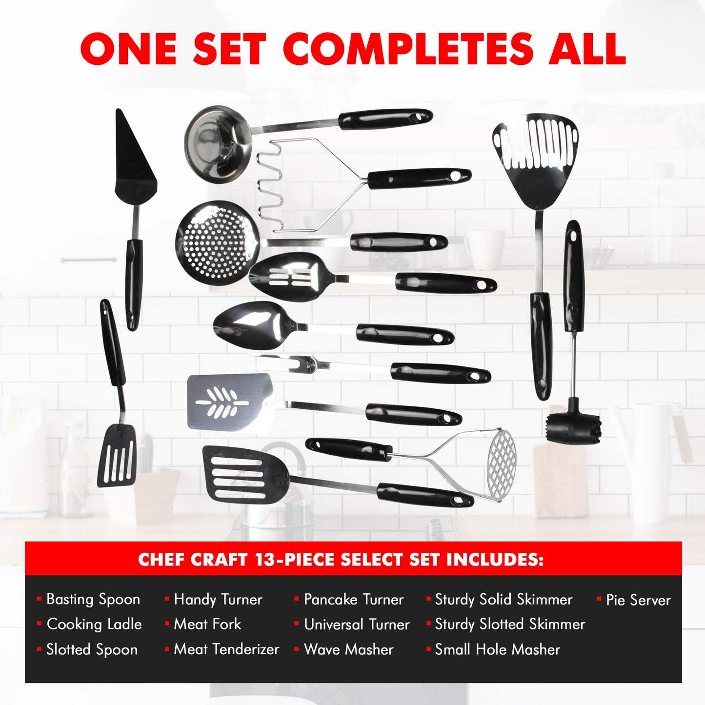 Chef Craft Select Sturdy Masher, 10.25 inch, Stainless Steel/Black