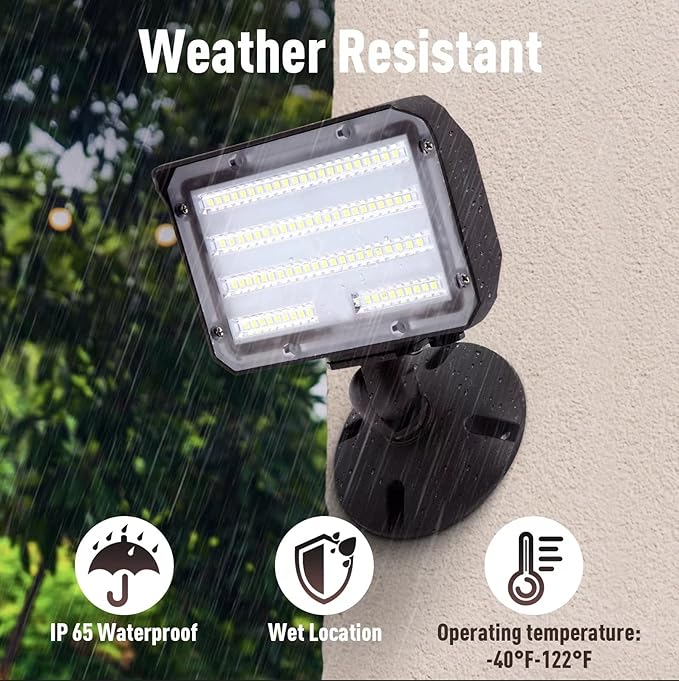 60W LED Flood Light with Knuckle, Outdoor Flood Light Dusk to Dawn Photocell 5000K 7800lm AC100-277V Equivalent 600W, ETL Waterproof Wall Mount LED Security Light for Yard Entrance Garden