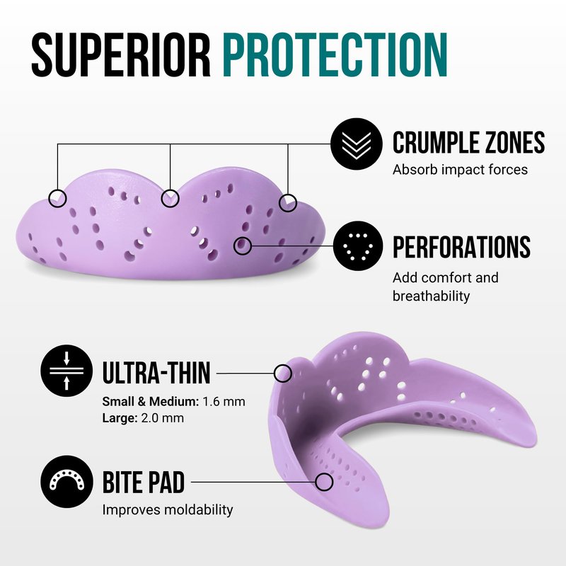 SISU Aero Small Mouthguard, Lucky Lavender - 30% Stronger Protection for Lacrosse, Football, Hockey, Roller Derby, Team Sports - Remoldable Up to 20 Times - Ultra Slim - Non Toxic