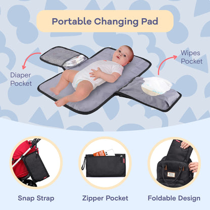 RUVALINO Baby Changing Bag Backpack, Neutral All-in-One Nappy Backpack for, Multifunction Baby Bags with Portable Changing Pad, Stroller Straps, Pacifier Case and Insulated Pockets, Black