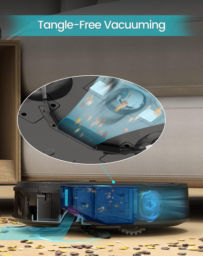 Lefant M210 Robot Vacuum Cleaner, 120-Min Runtime, Compact Design, Powerful Suction, Low Noise, Wi-Fi/App/Voice Control, Self-Charging, Scheduled Cleaning, Ideal for Pet Hair and Hard Floors, Black