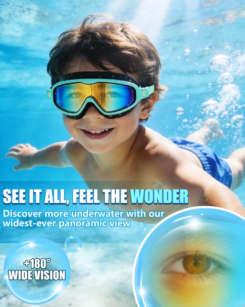Aegend Swim Goggles for Kids Youth 3-14 – 2 Pack Wide Frame Anti-Fog Anti-UV Clear Vision Swimming Goggles for Beginners, Swimmers – Ideal for Pool, Beach, Swim Lessons, Summer Vacation