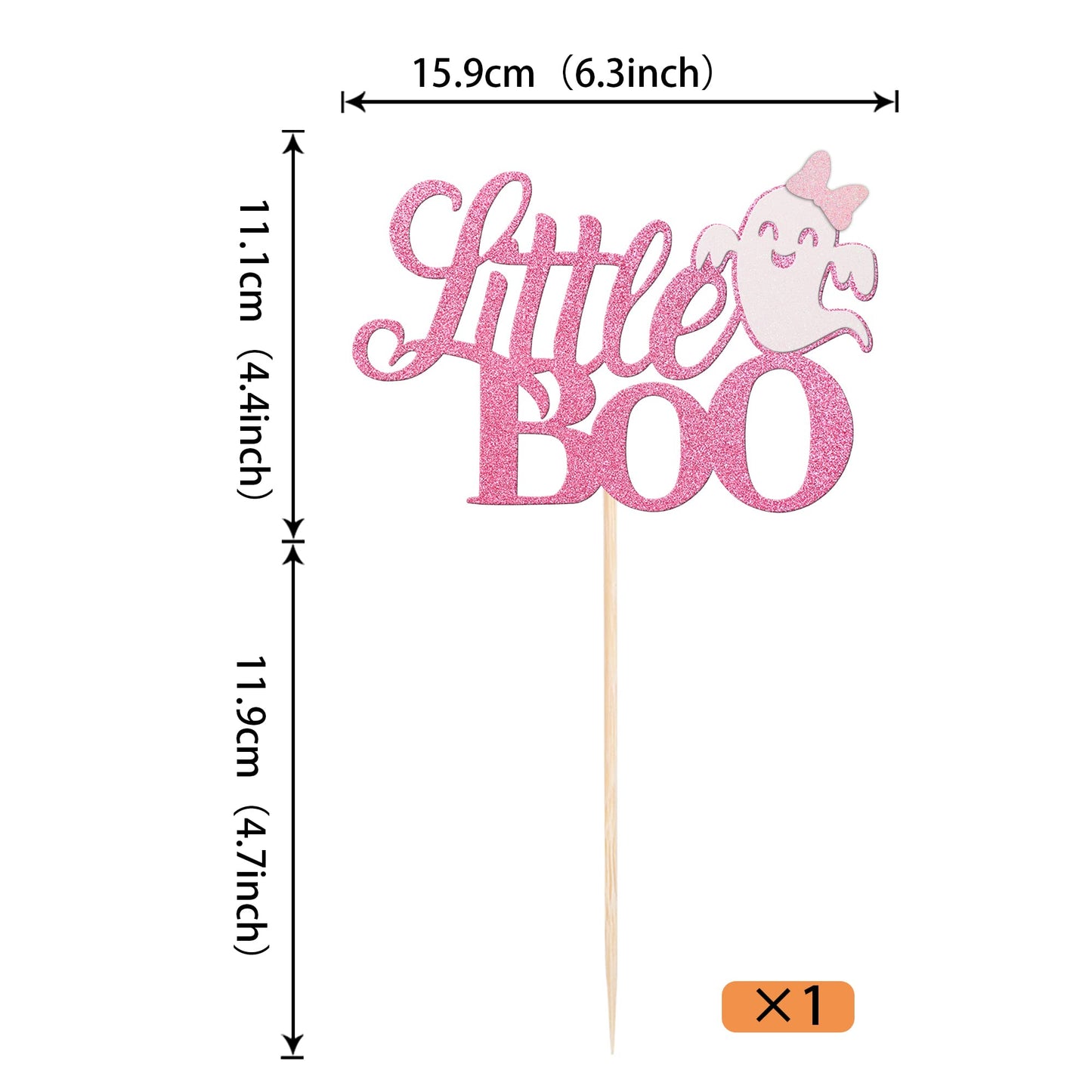 1 Pack Little Boo Halloween Cake Topper Glitter Happy Boo Day Ghost Cake Pick Baby Shower Birthday Happy Halloween Party Cupcake Decoration Supplies Pink