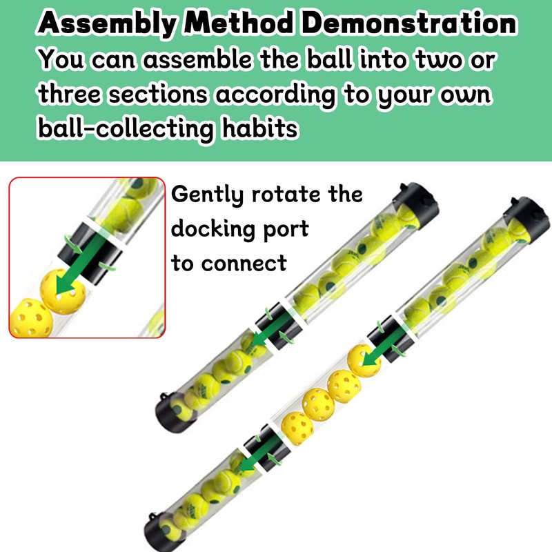 LOLYSIC Pickleball Ball Retriever 17 Ball Pickleball Tube Ball Pickup Tennis Ball Tube with Shoulder Strap, Easy Pickup Portable Pickleballs Balls Holder