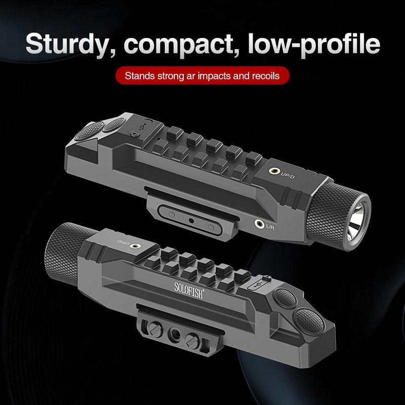 Solofish 1750 Lumens Green Laser Light Combo is Compatible with Picatinny/Mlok Rail for Rifle, Rechargeable Weapon Flashlight with Strobe/Momentary, with Power Level Indicator