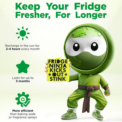 Fridge Ninja Compact Fridge Deodorizer (2 Pack) - More Effective Than Baking Soda - Compact Size Refrigerator Deodorizer Made of Activated Carbon