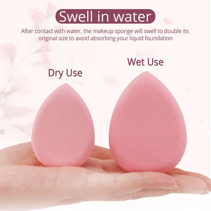 BEAKEY Super Soft Makeup Sponge Set of 6, Makeup Sponges for Foundation, Liquid, Cream and Powder, Pink Beauty Sponge for Blending, 0 Latex Blender