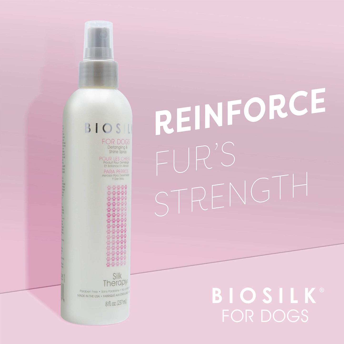 BioSilk for Dogs Silk Therapy Detangling Plus Shine Mist for Dogs | Best Detangling Spray for All Dogs & Puppies for Shiny Coats and Dematting | 8 Oz Bottle (Packaging May Vary)