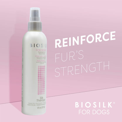BioSilk for Dogs Silk Therapy Detangling Plus Shine Mist for Dogs | Best Detangling Spray for All Dogs & Puppies for Shiny Coats and Dematting | 8 Oz Bottle (Packaging May Vary)