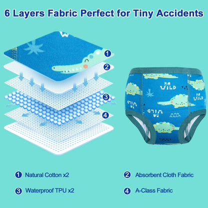 MOEMOE BABY Potty Training Pants for Boys - Reusable Cotton Toddler Underwear, 10 Pack, Blue, 3 Years