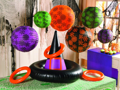 Fun Express Inflatable Witches Hat Ring Toss Game - Halloween Game - 5 Pieces - Multi-Colored