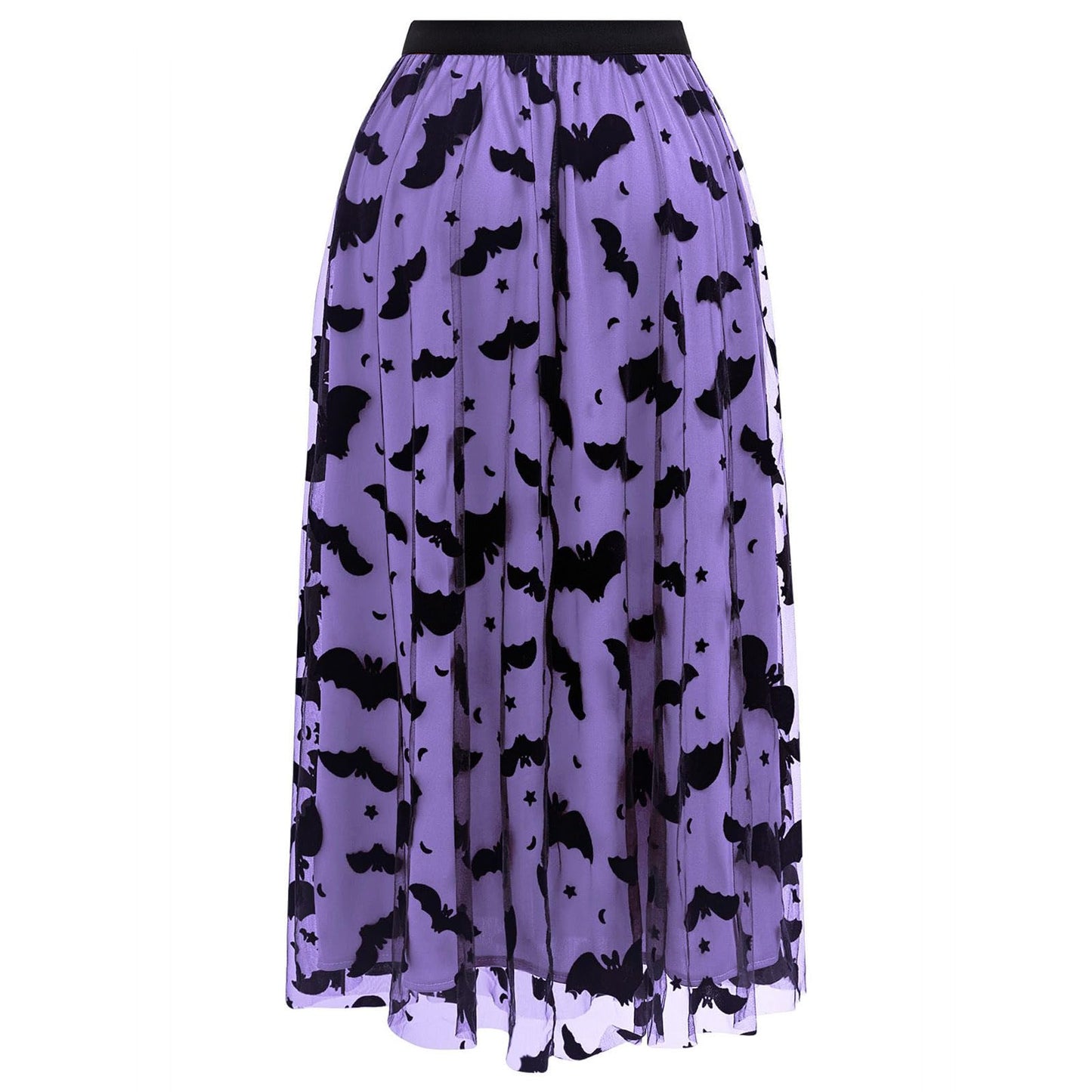 CHICWISH Women's Purple Tulle Tutu Skirt Velvet Bats Elastic Waist Halloween Party Layered Mesh Midi Skirt Halloween Costumes
