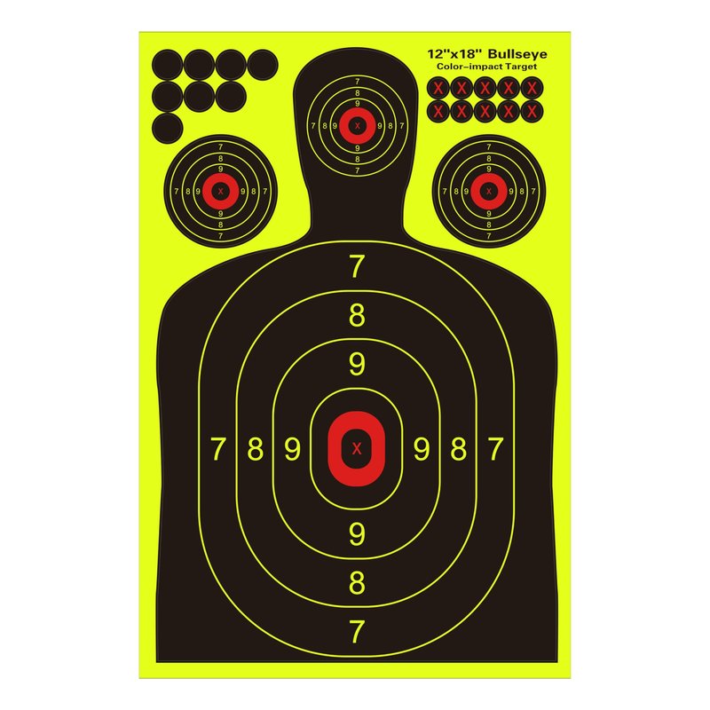 12x18 inch Silhouette Splatter Targets - Bright Fluorescent Yellow Easily seen on Impact When Hitting Target for BB Guns, airguns, Rifles, Indoor and Outdoor ranges (25 Pack)