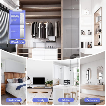 CLEVAST 5 Pack Wardrobe Dehumidifier, Hanging Dehumidifiers for Wardrobes, Moisture Absorber for Wardrobe, Cupboards, Bedrooms, Washrooms, Basement, Office – 230g Each