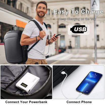 HEROIC KNIGHT Laptop Backpack, Expandable Business Travel Backpack with USB Charging Port, Water-Resistant Anti Theft Laptop Rucksack, Lightweight Computer Work Bag For Men Women, Fits 17.3 Inch-Black