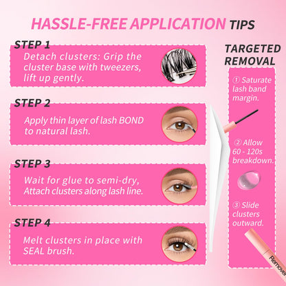 ESEENLO Lash Extension Kit, 320pcs DIY Eyelash Extension Kit 9-16mm Mix, 30D 40D Curl Individual Lash Clusters with Bond, Seal, Remover and Tweezers