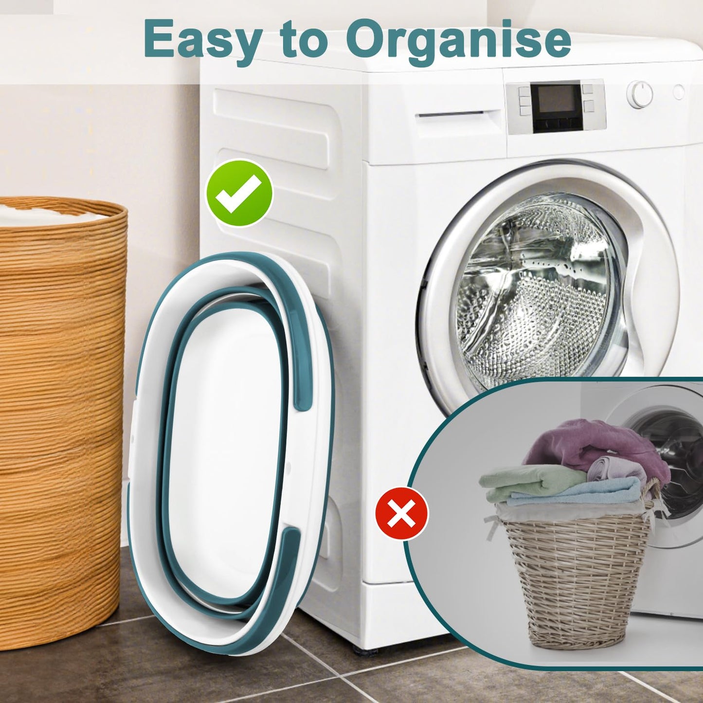 Collapsible Bucket for Cleaning, 4.2 Gallons Mop Bucket with Handle for Floor Window Car Washing, Silicone Ice Buckets for Parties Camping Fishing Beach, RV Laundry Storage Household Cleaning Supplies