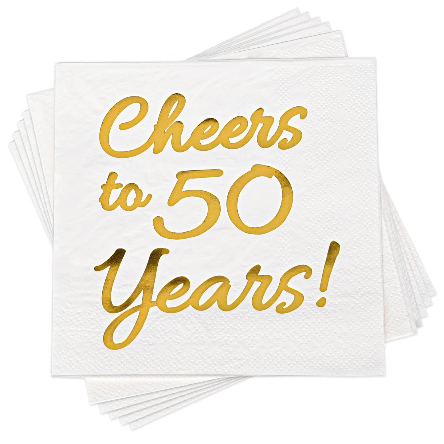 50th Birthday Decorations Men Women Party Supplies Cocktail Napkins Disposable 50th Birthday Wedding Anniversary Party Napkins Paper Beverage Napkins 50 Pack,5"x 5",Cheers to 50 Years White and Gold