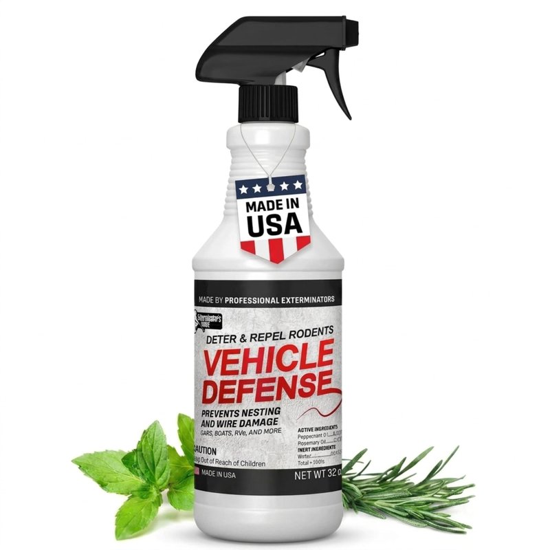 Exterminators Choice Vehicle Defense Spray - 32 Ounce Peppermint Car Spray for Mice & Rats - Rat Protection for Car Engine - Anti Squirrel Solution for Vehicles & Trucks