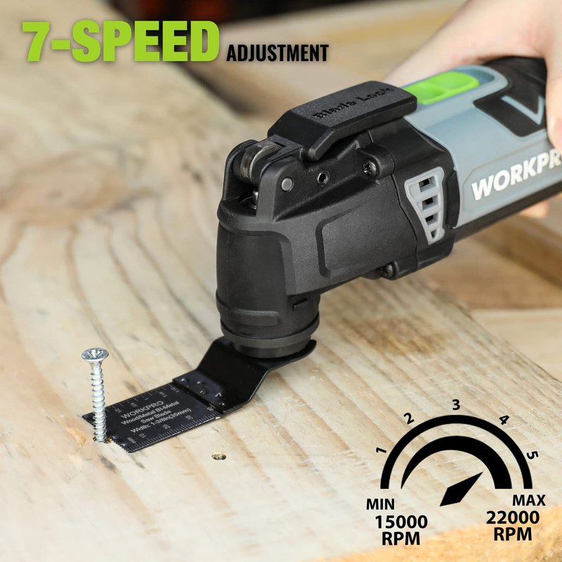 WORKPRO Oscillating Multi-Tool Kit for Christmas, 3.0 Amp Corded Quick-Lock Replaceable Oscillating Saw with 7 Variable Speed, 3° Oscillation Angle, 17pcs Saw Accessories, and Carrying Bag