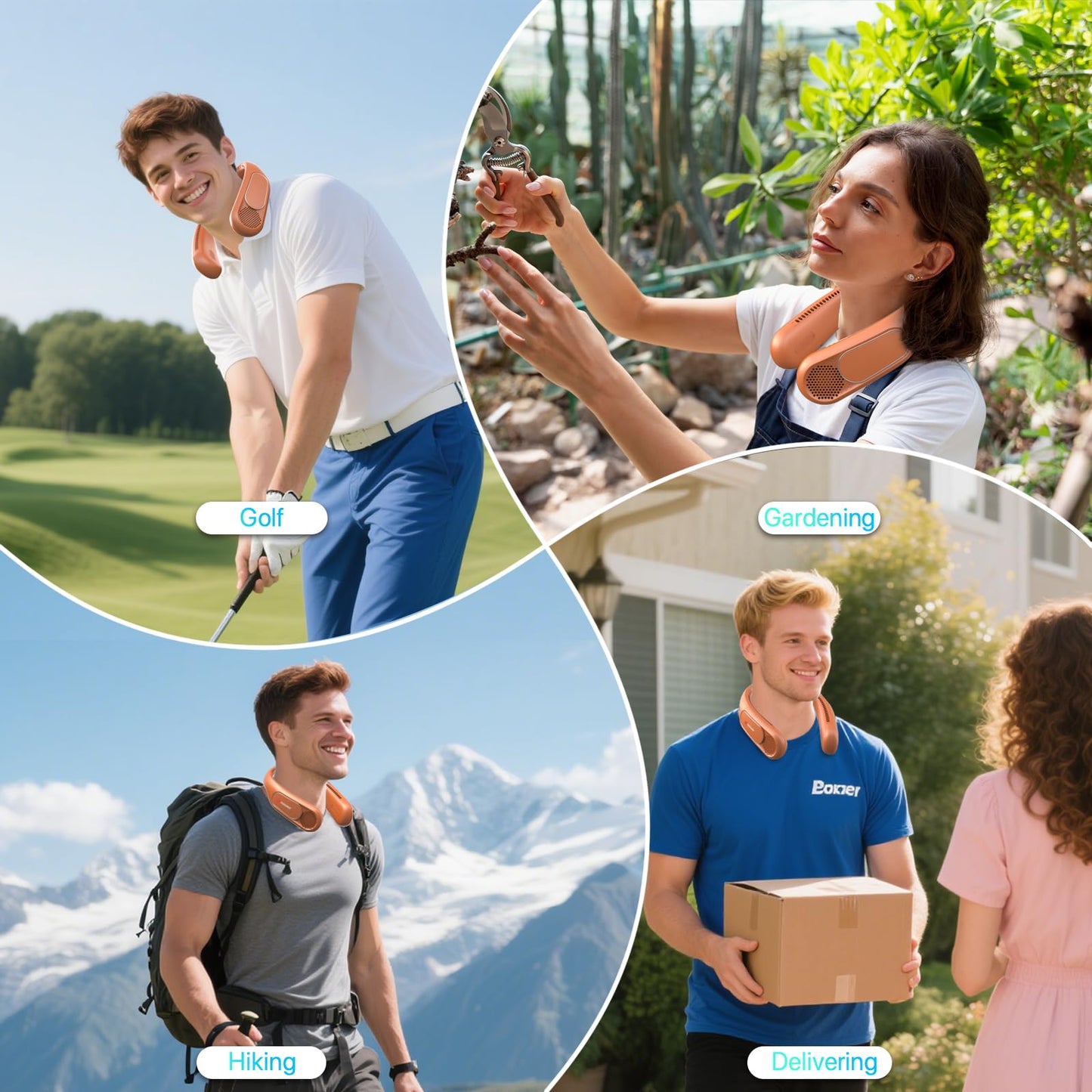 Hotsales Neck Fan, Hands Free Bladeless Neck Fans Portable Rechargeable, 6000 mAh Battery Operated Wearable Personal Fan, Cooling Neck Fan, 3 Speeds, USB Fan Gifts for Men, Women, Travel, Outdoor