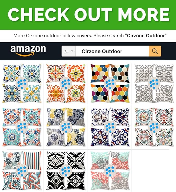 Cirzone Outdoor Pillow Covers 18x18 Set of 4 Morden Orange Geometric Patterns Waterproof Throw Outdoor Pillows Boho Decorations for Funiture Patio Garden Home