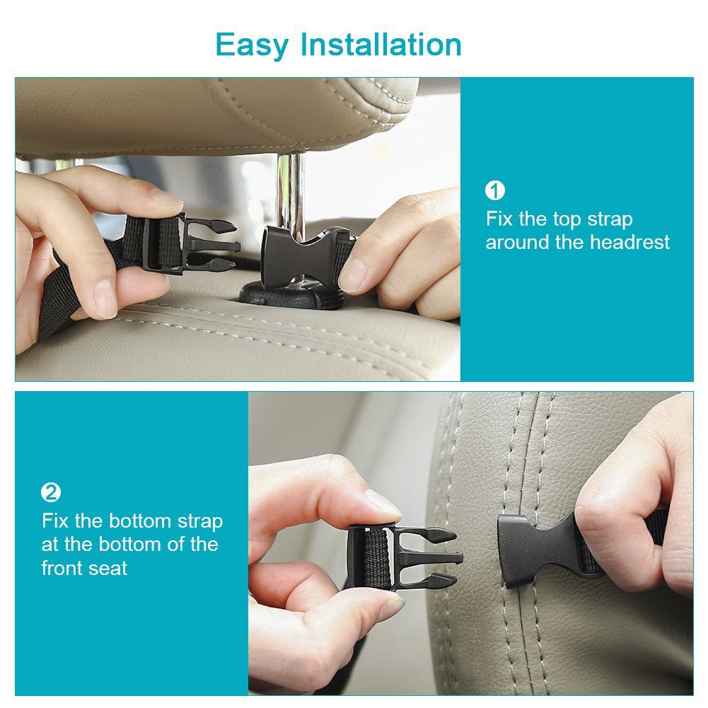Oasser 2PCS Kick Mats Car Organisers Waterproof Seat Back Protectors with 12.9'' iPad Tablet Touch Screen Holder Multi Pockets Including Tissue Box