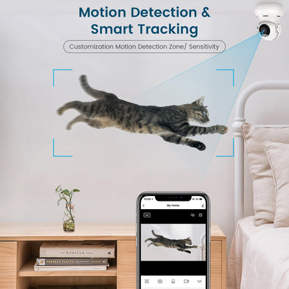 litokam Little elf Indoor Camera - 2K Pet Camera with APP Controlled, Smart Motion, Two-Way Audio, 360° Security Camera Indoor with IR Night Vision, Work with Alexa