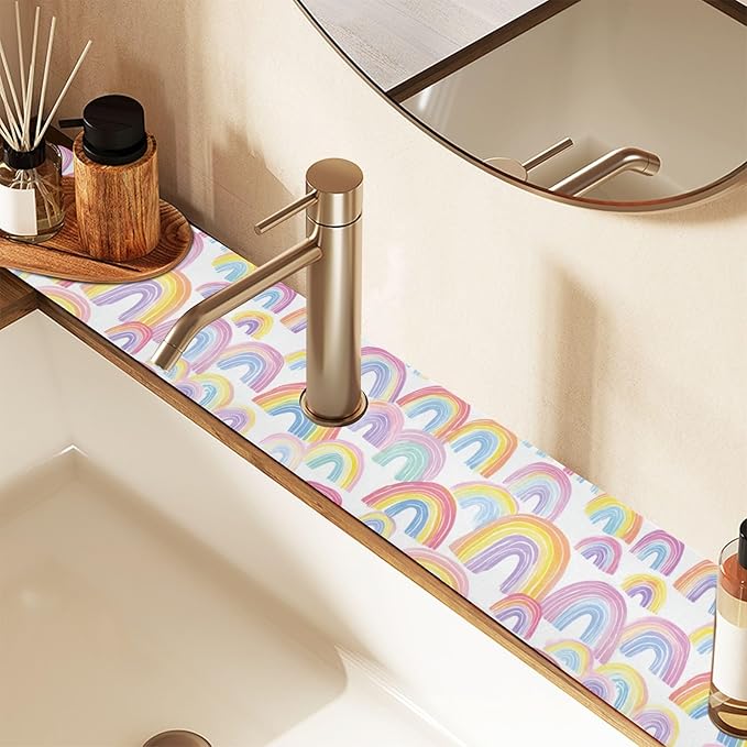 Kitchen Sink Splash Guard 2 PCS 30 Inch Sink Faucet Mat Splash Guard