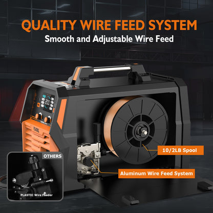 FEMEROL 200A MIG Welder,4 in 1 Gas MIG/Gasless Flux Core/Stick/Lift TIG Multi-process Welding Machine Large LED Display 110V/220V Multi Welder