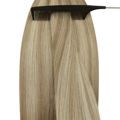 YoungSee Nano Beads Hair Extensions Blonde 14inch Nano Hair Extensions Warm Ash Blonde Highlights Bleach Blonde Nano Ring Hair Extension Highlight for Women Cold Fusion Short Straight 50s 50g