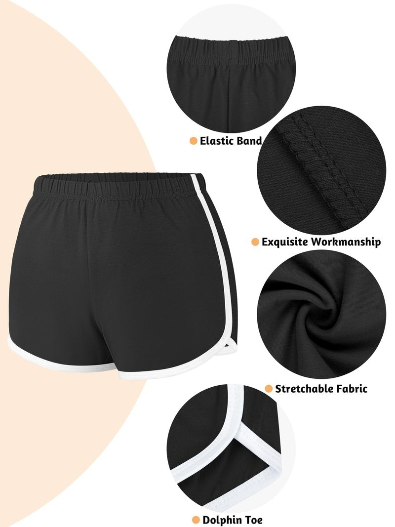 URATOT 4 Pack Yoga Short Pants Cotton Sports Shorts Gym Dance Lounge Shorts Dolphin Running Athletic Shorts for Women