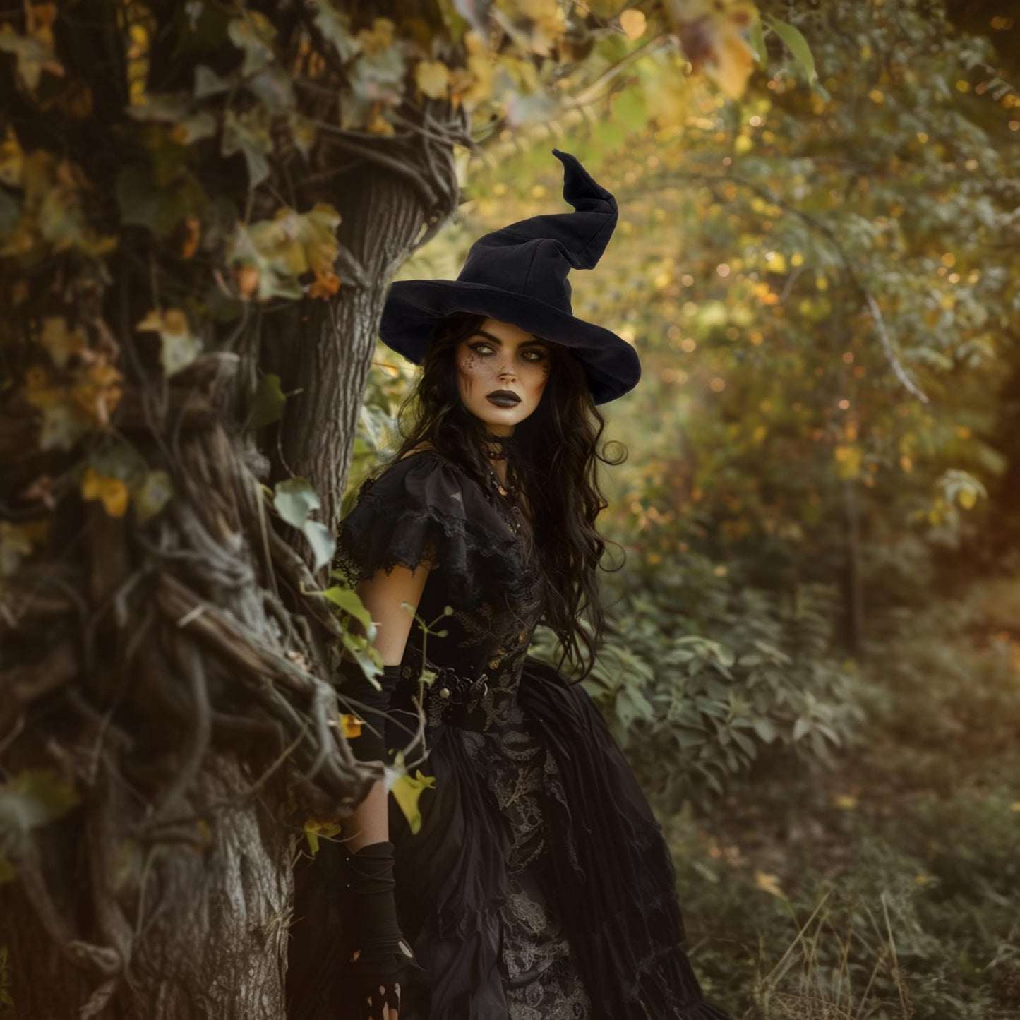 Ibeauti Witch Hat Women Adult Black Halloween Witch Costume Hat (Black)