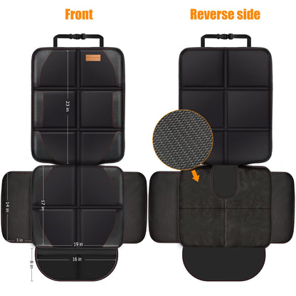 Bacgnyer Car Seat Protector, Child Seat Protection, 600D Waterproof Non-Slip Fabric Thick Padding with 2 Mesh Storage Pockets, Baby Seat Protectors Under Carseat (Black Red Line, 2)