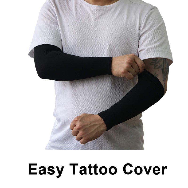 PFFY 2 Pairs UV Protection Cooling Arm Sleeves for Men and Women UPF 50 Sun Sleeve Beige*2
