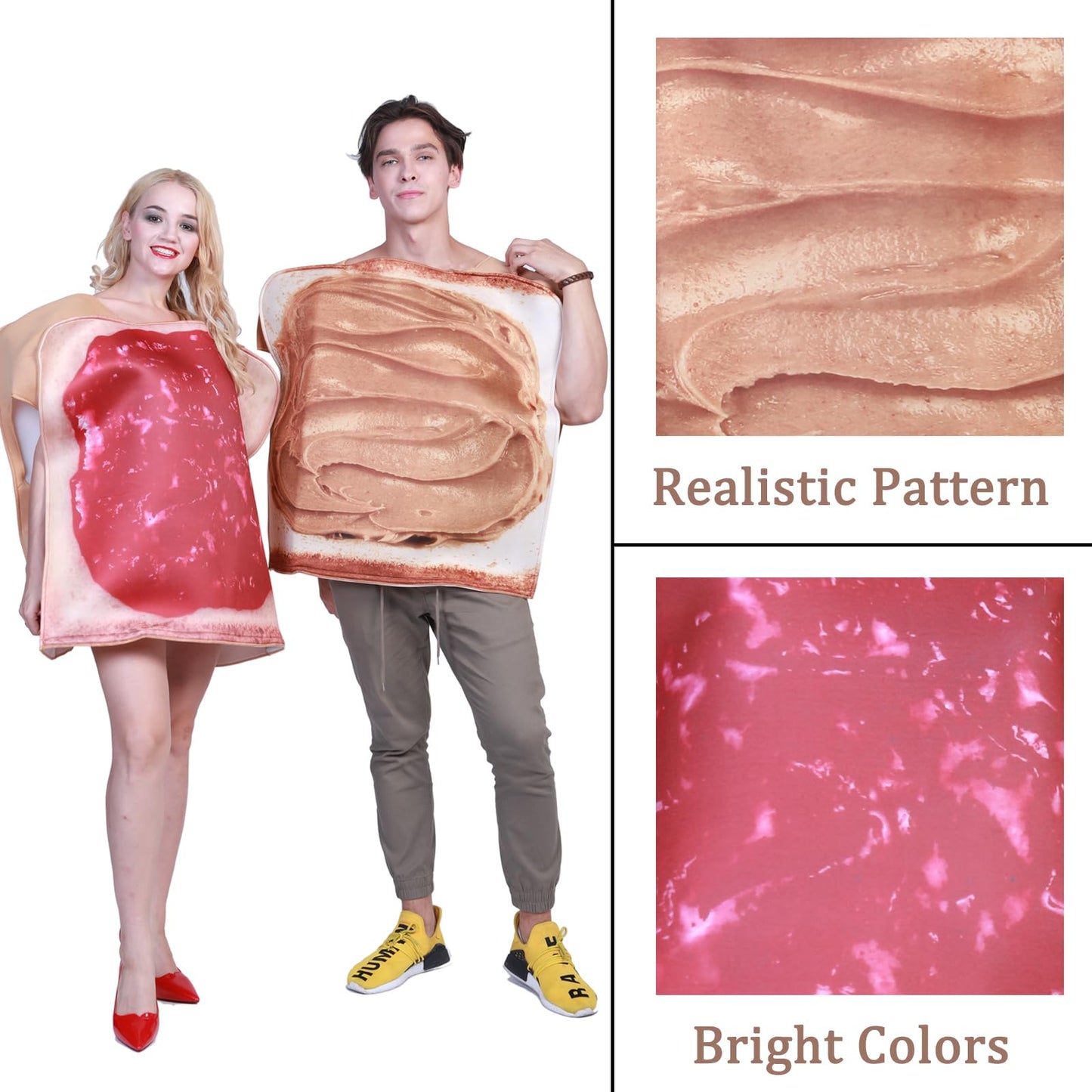 EraSpooky Couple Halloween Costume Bread Slices Peanut Butter and Jelly Costume Adults Cosplay Party Funny Food Mascot (Couple Jam Suit(2PCS))
