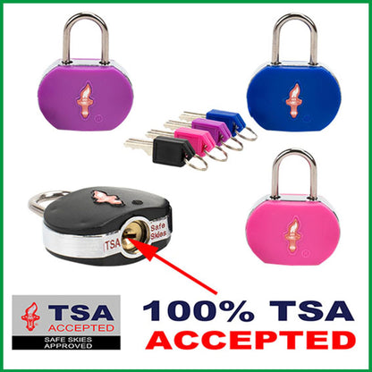 DUALCROWN 4 Pack Luggage Lock TSA Approved Locks with Key, TSA Approved Travel Lock,Suitcase Lock TSA Approved Chrome Plated Ring Body for Backpacks, Bags and Luggage, 4 Pack Family Set