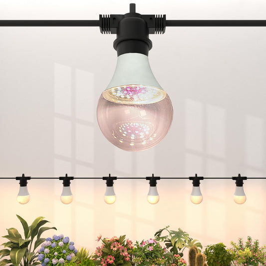 LED Grow Light Bulbs on a 22 ft Rainproof String, 90W Waterproof Full Spectrum Hanging Plant Growing Lamps, E26 Base for Backyard, Garden, Farm (6 Lights)