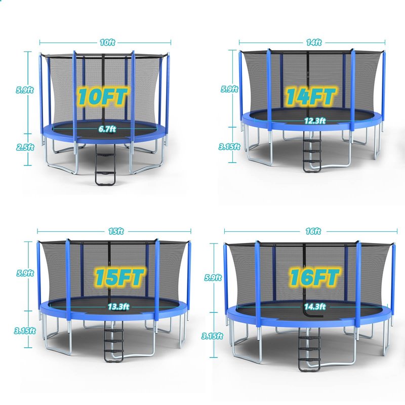 Skybound AiryBounce 16ft Trampoline Recreational Trampolines with Enclosure Outdoor Trampoline for Kids and Adults with Safety Net and Spring Padding
