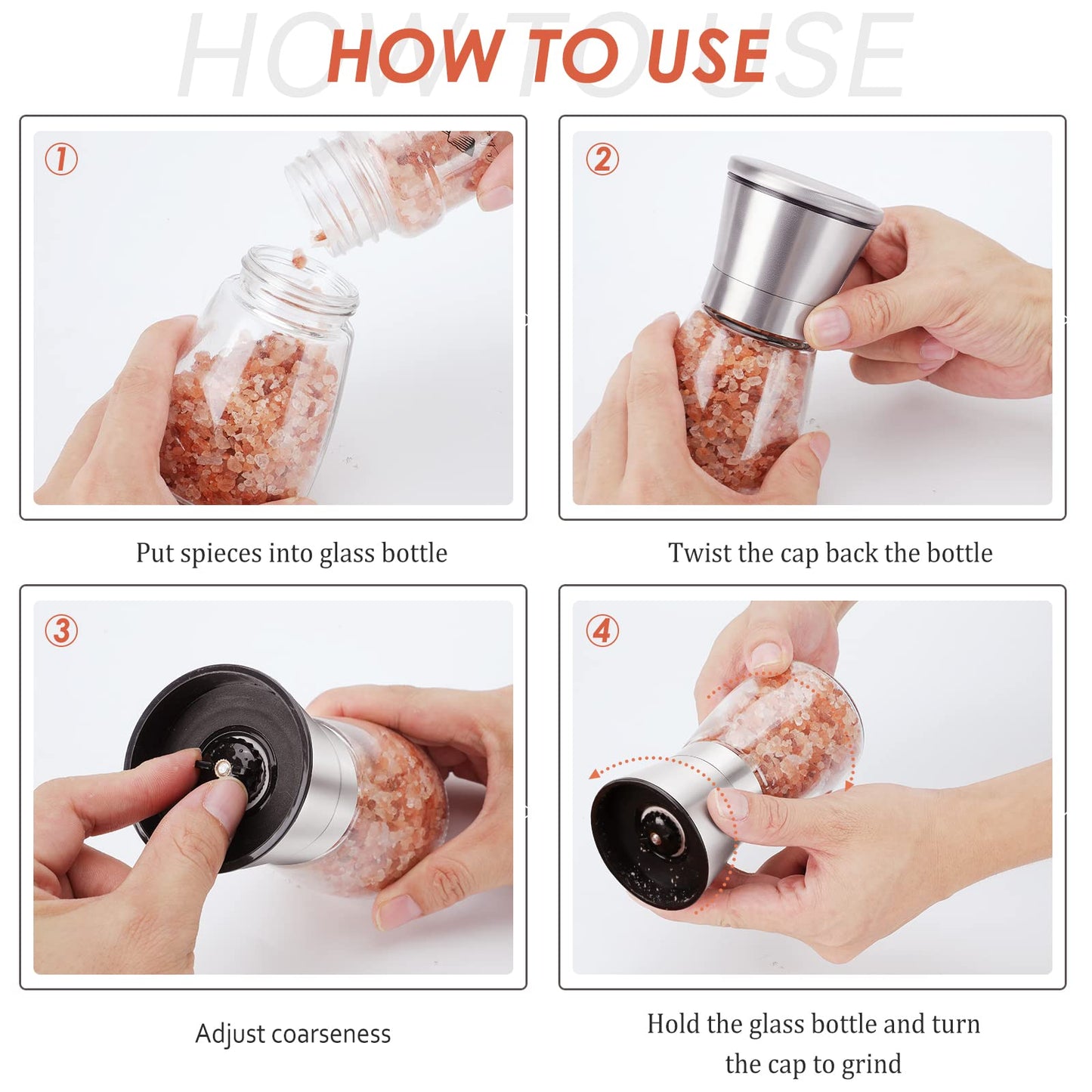 Ebaco Original Stainless Steel Salt or Pepper Grinder - Top Spice Mill with Ceramic Blades, Brushed Stainless Steel and Adjustable Coarseness By Pepper Grinder （Single Package）