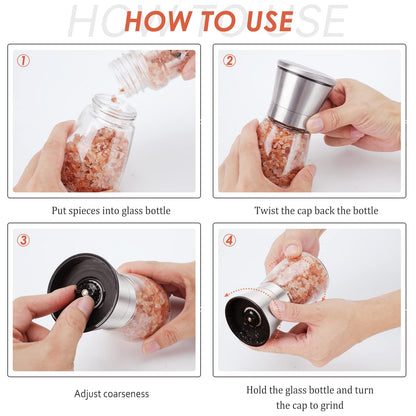 Ebaco Original Stainless Steel Salt or Pepper Grinder - Top Spice Mill with Ceramic Blades, Brushed Stainless Steel and Adjustable Coarseness By Pepper Grinder （Single Package）