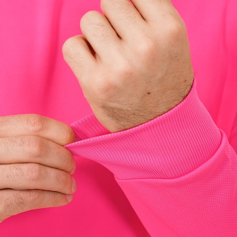 ProtectX High Visibility Sun Protection Lightweight Long Sleeve Hoodie, UPF 50+ Quick-Dry, SPF UV Shirt, Active Wear - Pink, Large