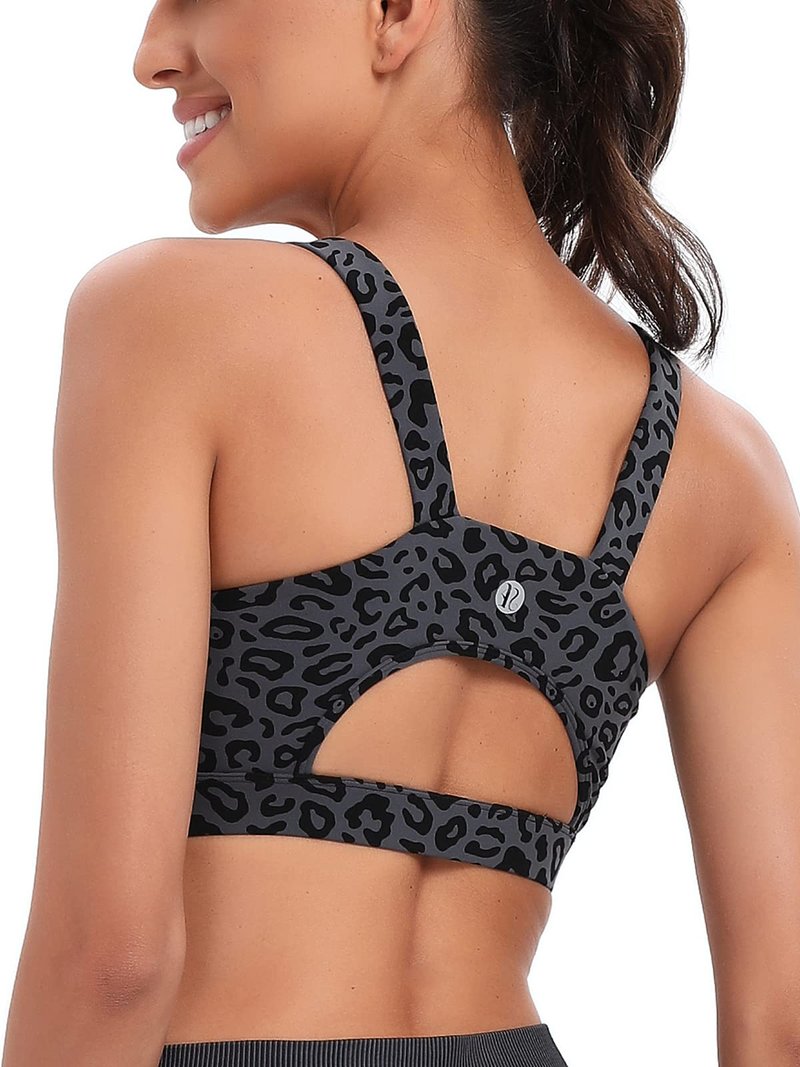 RUNNING GIRL High Impact Sports Bras for Women,Racerback Bra Workout Crop Tops for Women(WX2667 Leopard Print,XL)
