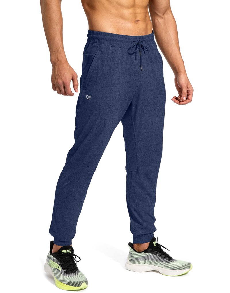 G Gradual Men's Sweatpants with Zipper Pockets Athletic Pants Traning Track Pants Joggers for Men Soccer, Running, Workout(Heathered Academy Blue,M)