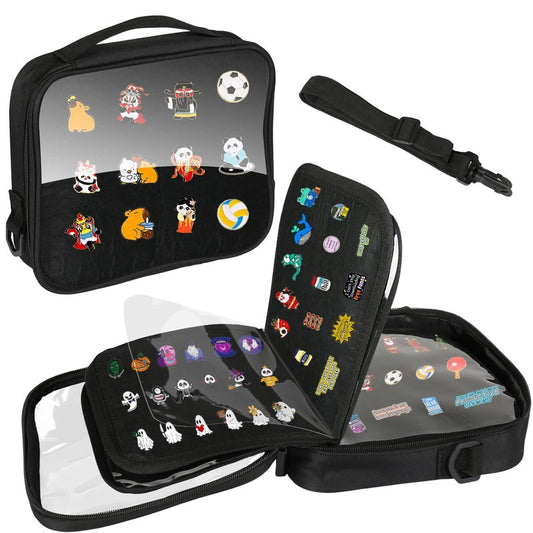 LuxDuo Enamel Pin Display Book,6 Page EVA Hard Shell Pin Trading Book,Pin Display Board with Shoulder Straps,Pin Display Case for Collectors,For Storing Enamel Pins,Sports Pins,Earrings (XZB02)