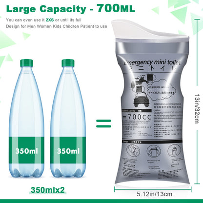 OUMEE 28/23/20/12/8 Pack Disposable Urine Bags, 700ML Travel Pee Bags Unisex Urinal Bag Vomit Bag for Travel Traffic Jam Emergency Portable Camping Urinal Bags for Men Women (8)