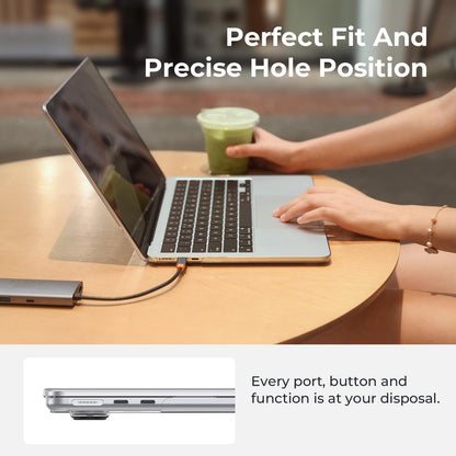 EooCoo Compatible with MacBook Air 13 inch Case M4 M3 M2 2025 2024 2022 Mac Book Air 13.6" Transparent Hard Shell for Model A3240 A3113 A2681 with Touch ID, Plastic Cover Smooth Skin - Crystal Clear
