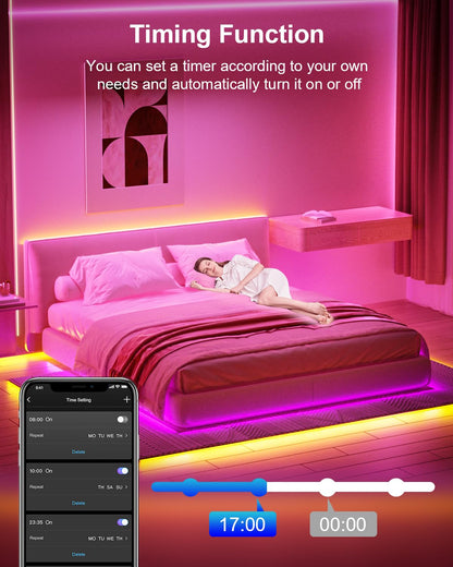 Mexllex LED Strip Lights 30m, Ultra-Long LED Lights Strip Music Sync, App Control with Remote, LED RGB Tape Lights LED Lights for Bedroom Party